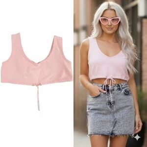Dolls kill Club Exx baby pink cropped drawstring sweater tank top 2X NWOT